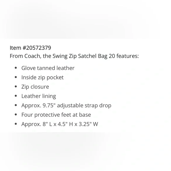 Coach swing zip 20 leather bag - Picture 6 of 6